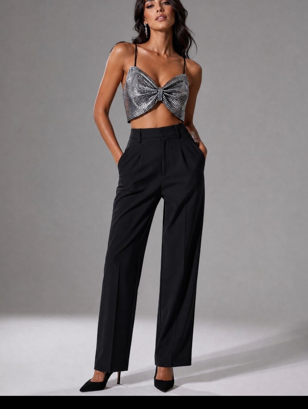 12th Tribe: Starlight Sequin Bow Crop Top